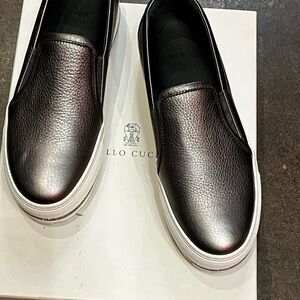 Brunello Cucinelli Silver Flats with Metallic Sheen and monili trim 37